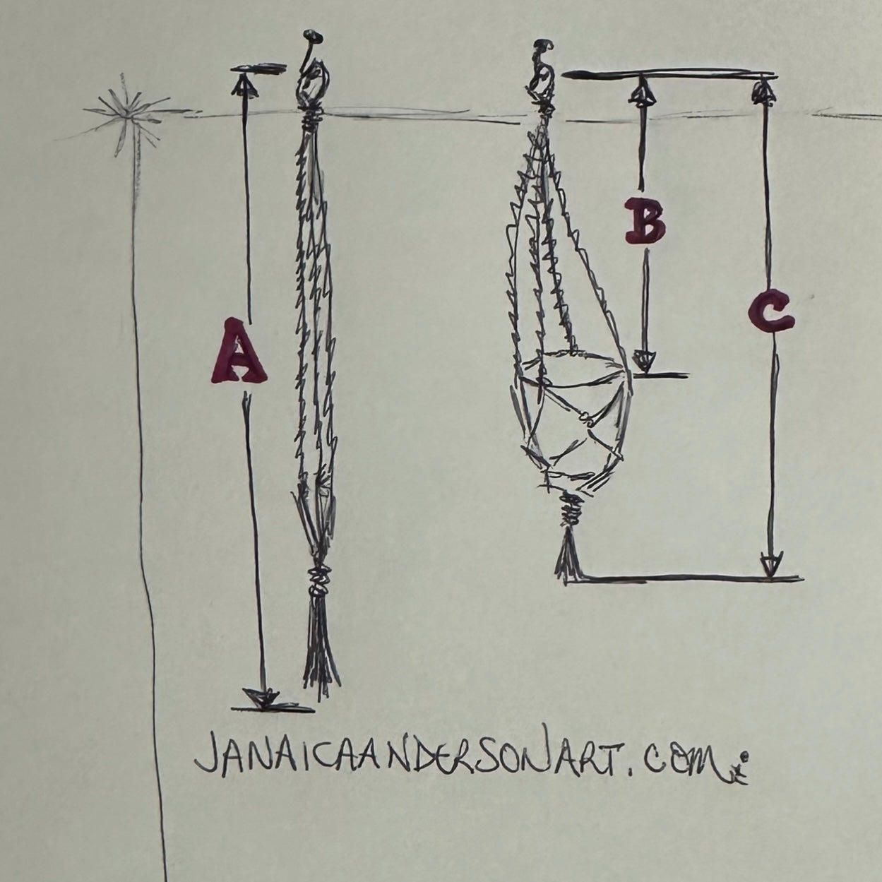 Macramé Plant Hanger LONG-Sm.36