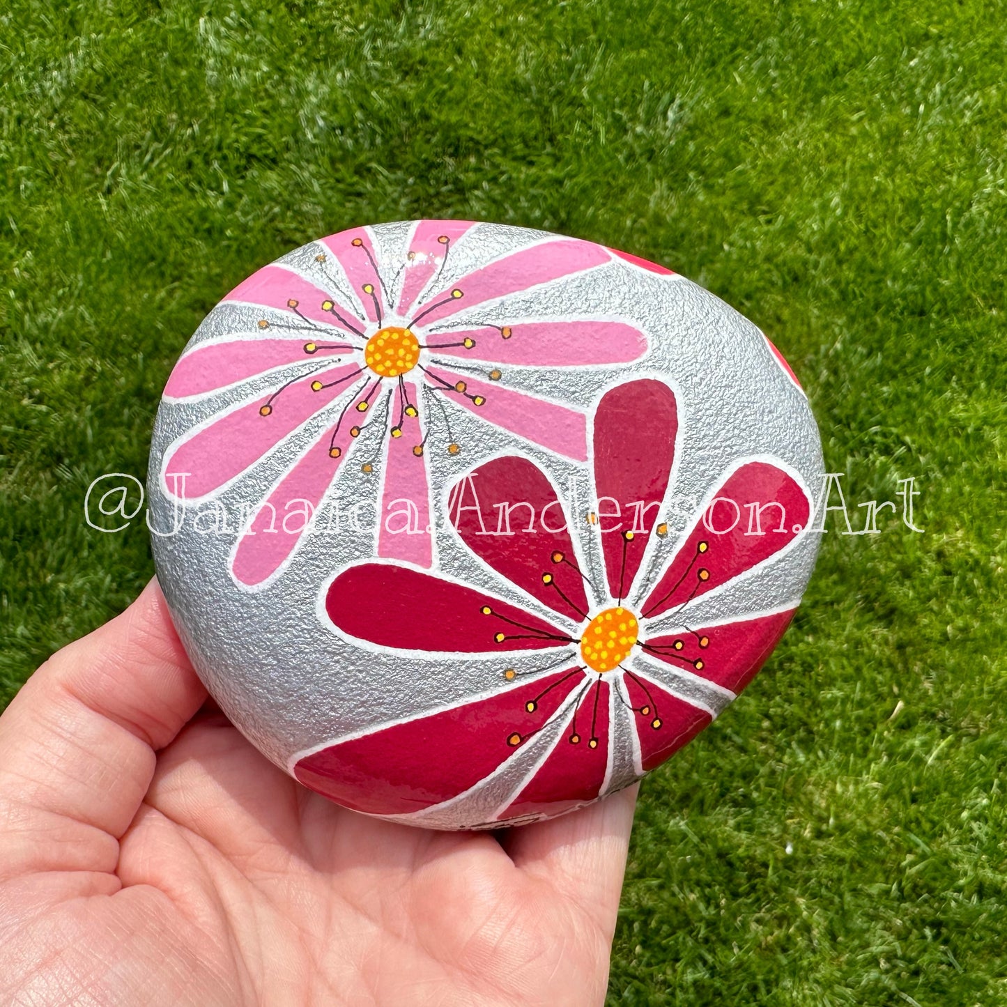 Flower Power No.6 - Hand Painted Stone