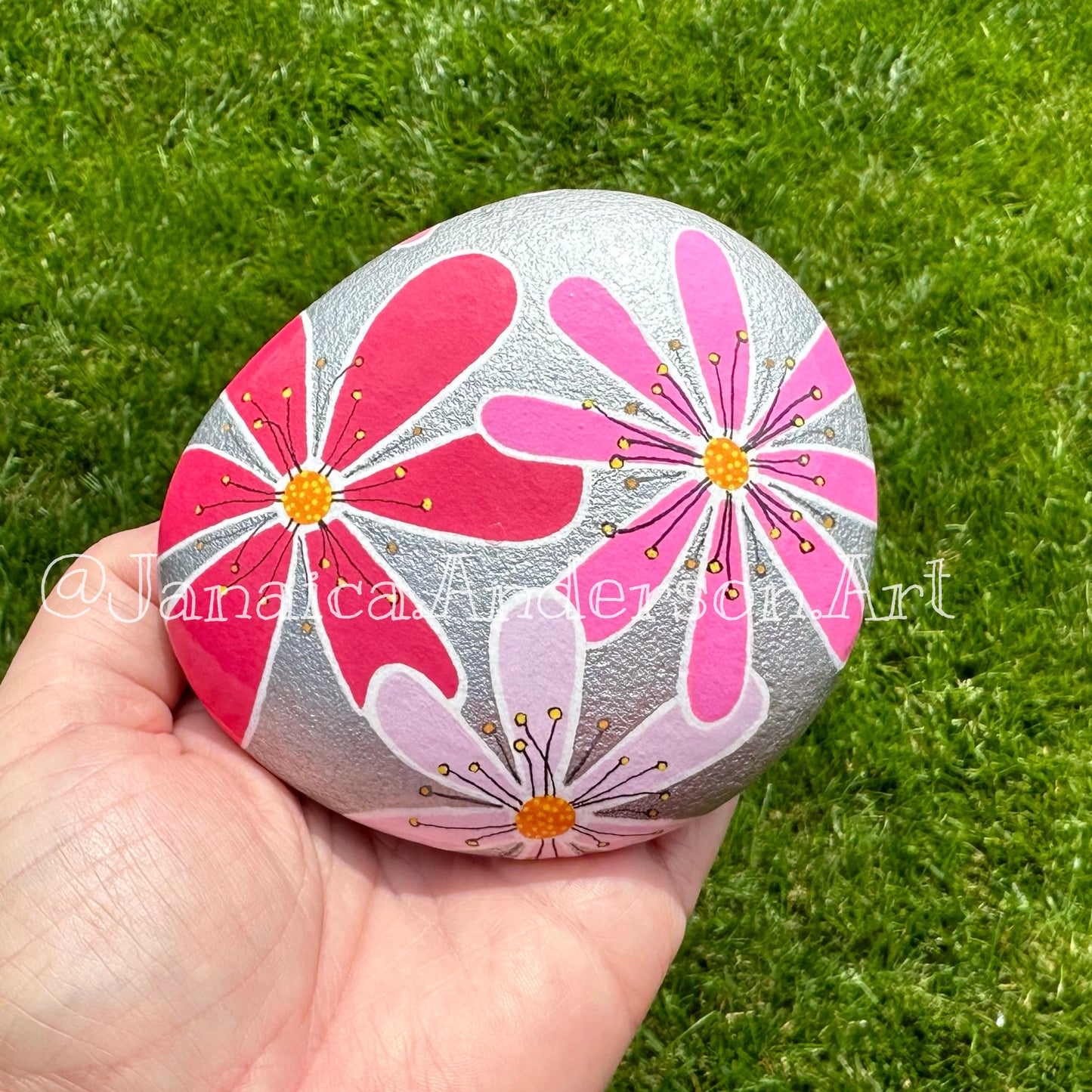 Flower Power No.6 - Hand Painted Stone
