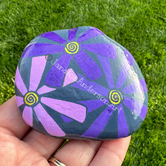 Flower Power No.1 (purples) - Hand Painted Stone