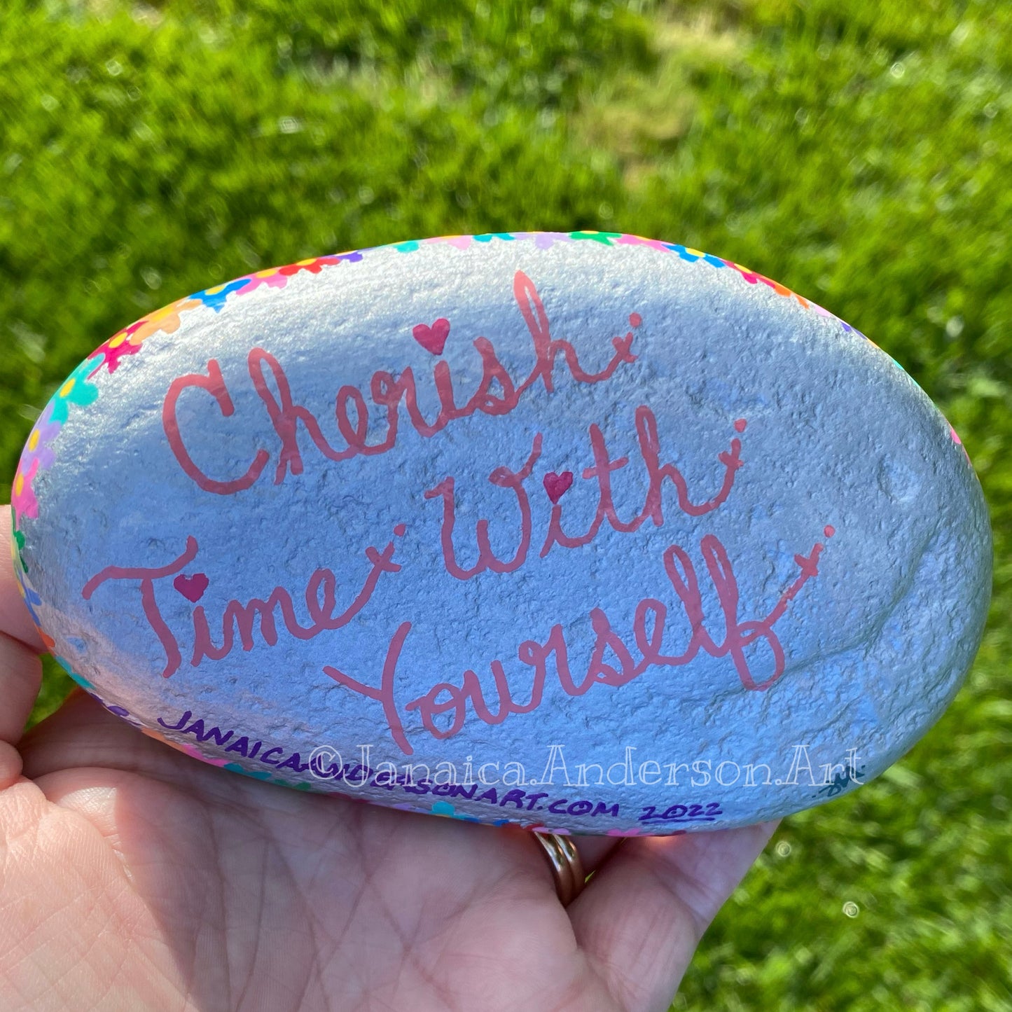 Cherish Time With Yourself - Hand Painted Stone