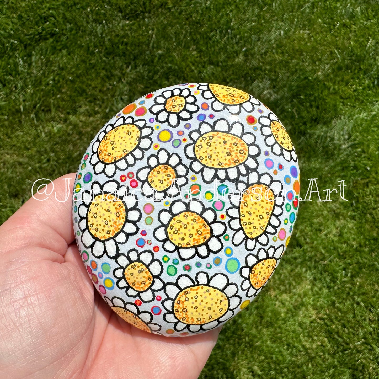 Flower Power No.5 - Hand Painted Stone