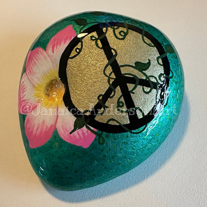 Peace, Love & Serenity - Hand Painted Stone