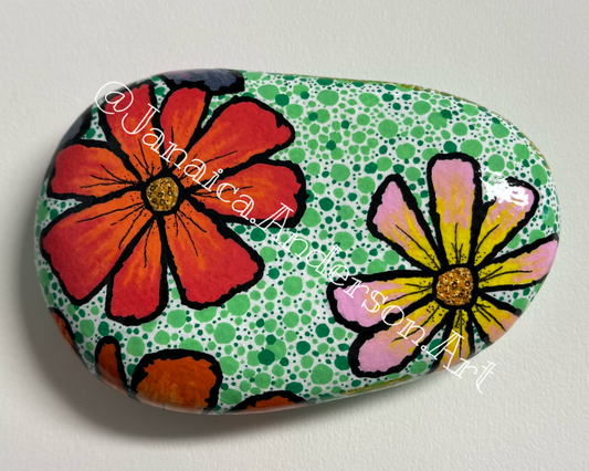 Flower Power No.4 - Hand Painted Stone