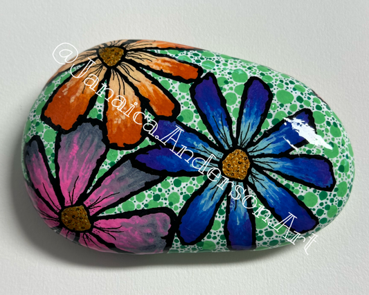 Flower Power No.4 - Hand Painted Stone