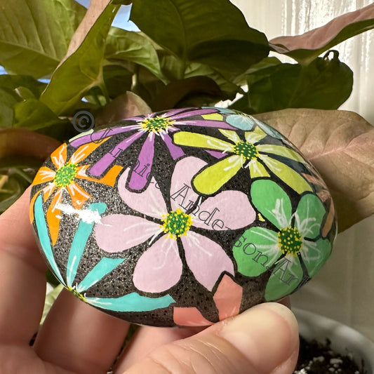 Flower Power No.3 (pastels) - Hand Painted Stone